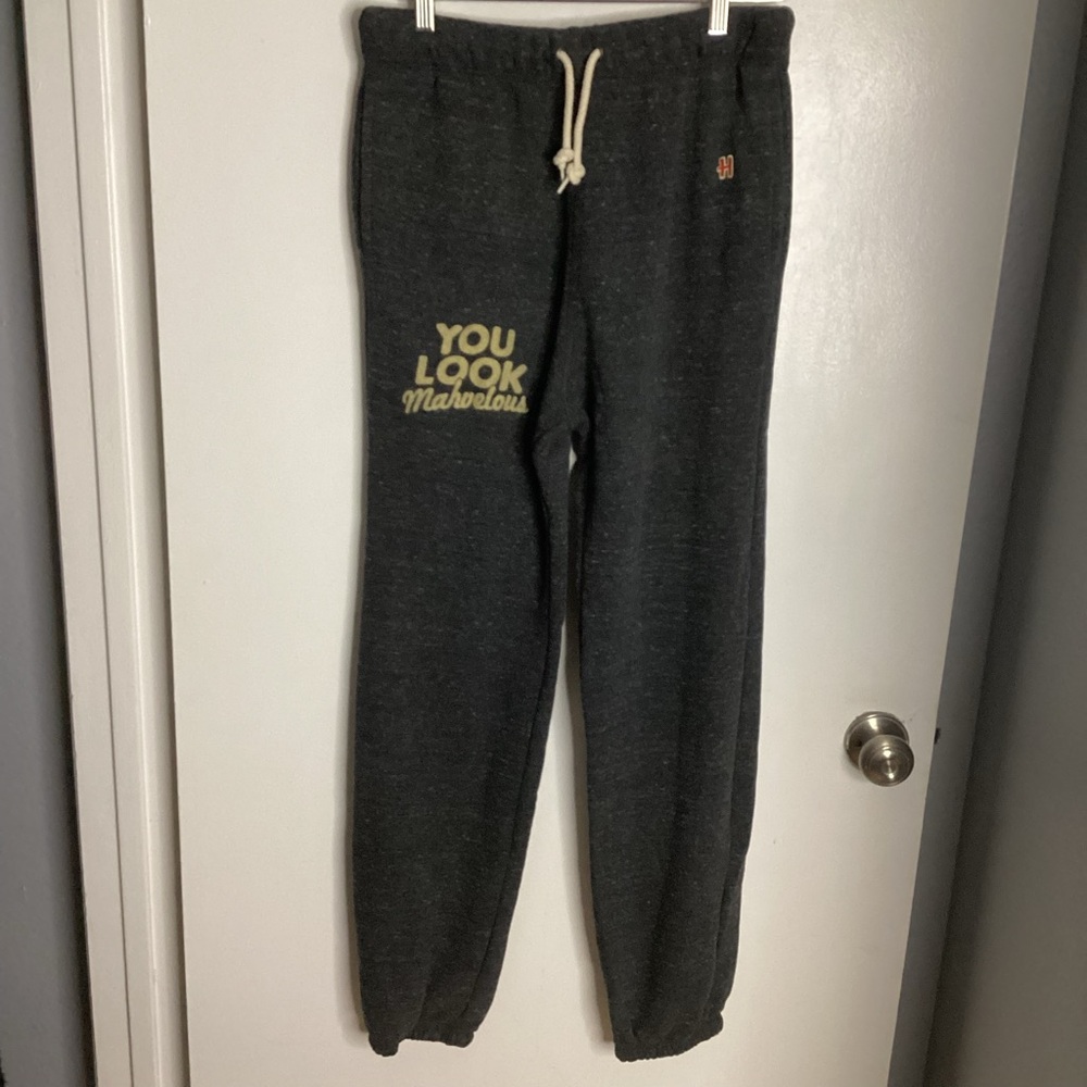 NWOT HOMAGE Kids Dark Gray Joggers with Motivational Print S/M
